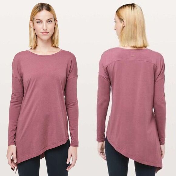 Lululemon Women's Size M Purple To The Point Pima Cotton Top Asymmetrical Yoga - Picture 1 of 16